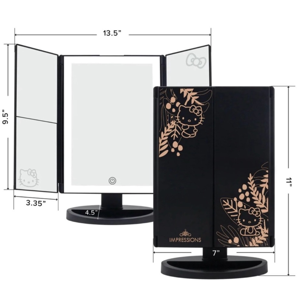 HELLO KITTY TRIFOLD LED TRI-TONE MAKEUP MIRROR WITH MAGNIFICATION